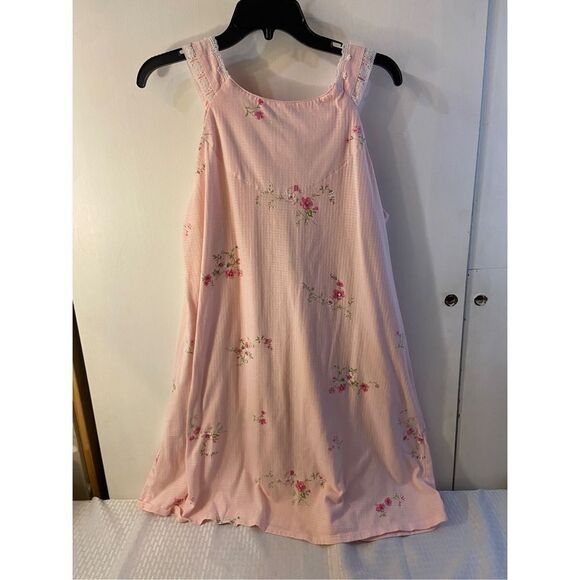 Aria pj gown Vneck buttons sleeveless lace pink flowers #17363 - Picture 1 of 5